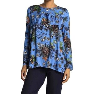 NWT MOSCHINO Balsa Floral Logo Print Asymmetrical Ruffle Long Sleeve Tunic Top 6